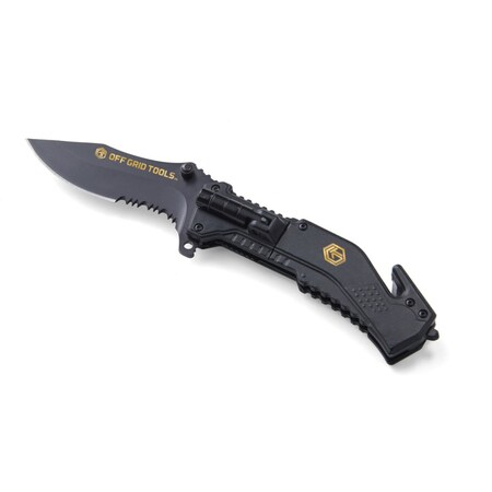 Off Grid Tools Off Grid Tools Tactical Pocket Knife with LED Flashlight OGT-A-35KNIFE